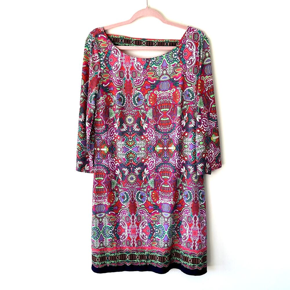 Laundry Womens Colorful Shift Dress Boho Print Size Medium Hippie Indie Artsy‎